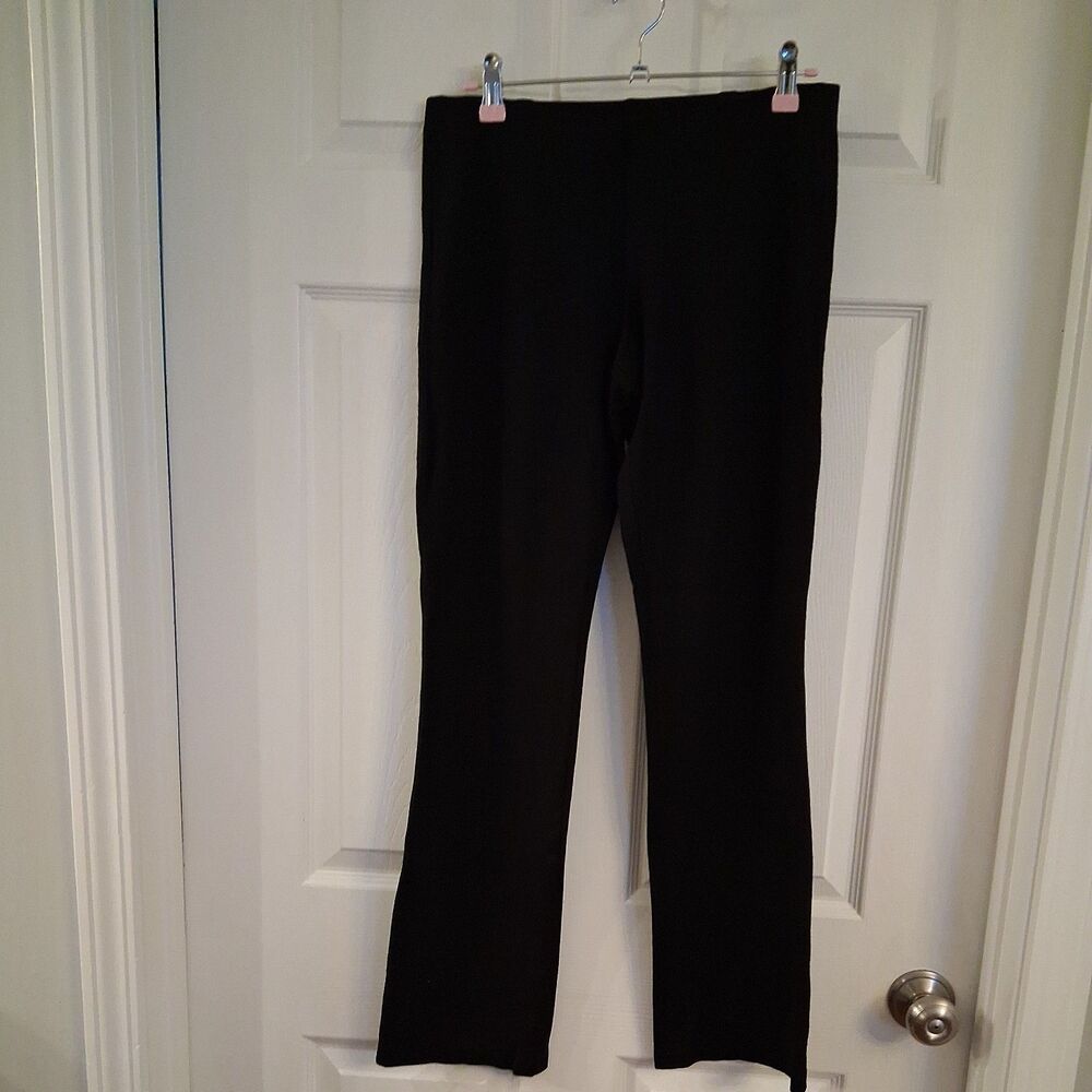 Eileen Fisher System Stretch Ponte Slim Pants Black Size 4 Pull On RN 78121